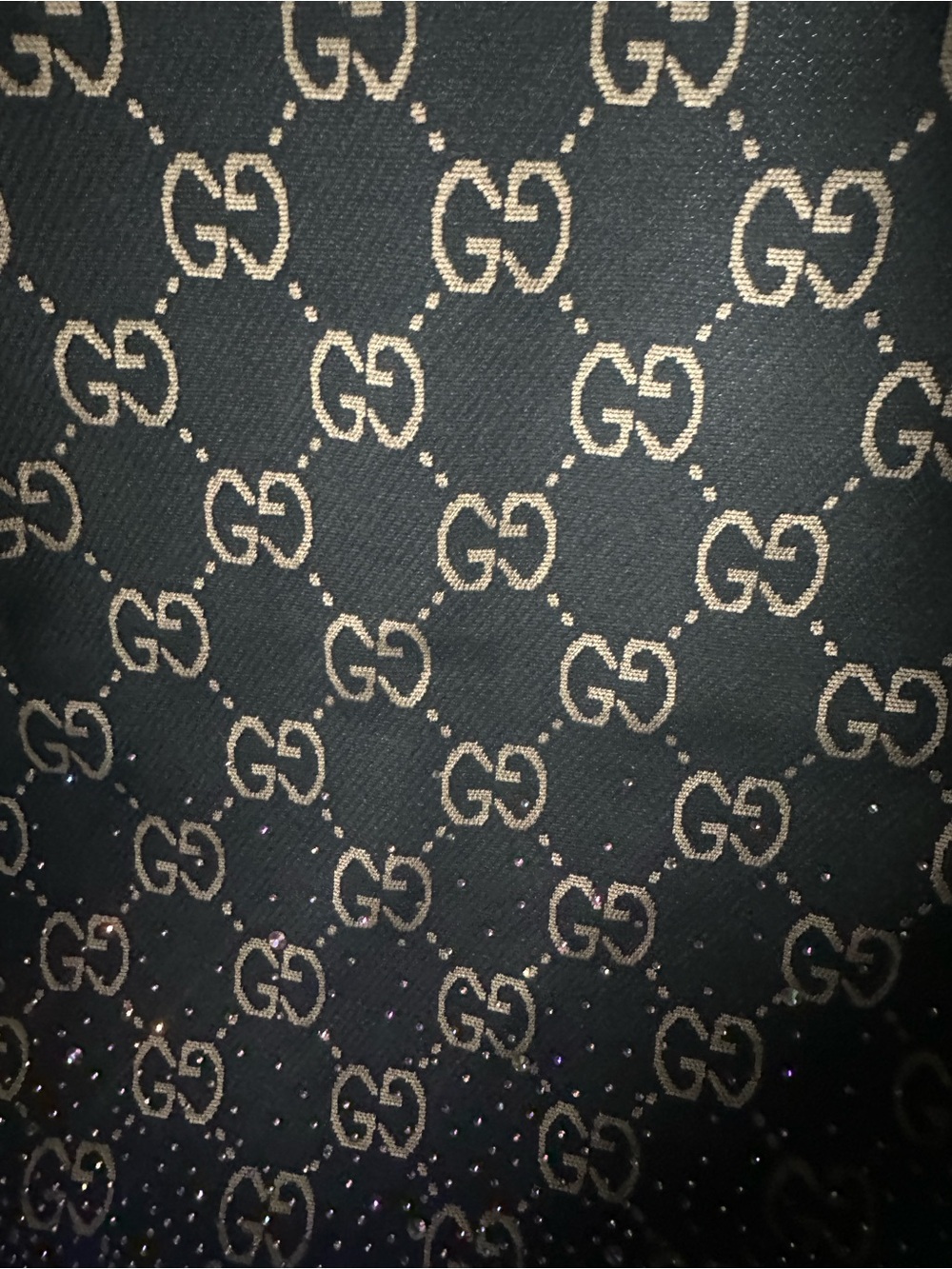 Gucci Black and Beige GG Monogram Crystal-Hem Top - Picture 14 of 16